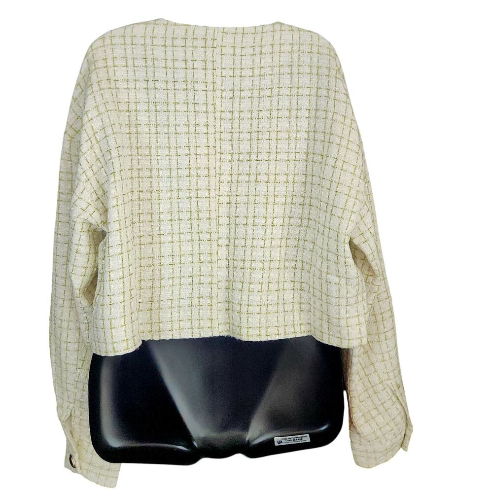 LIONESS Tweed‎ Blazer Ivory Metallic Academia Elle | NWT $109 - Picture 4 of 10